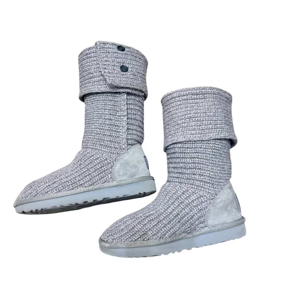 UGG Classic Cardy Knit Gray Boots Women's Size 5 Style 1016555‎